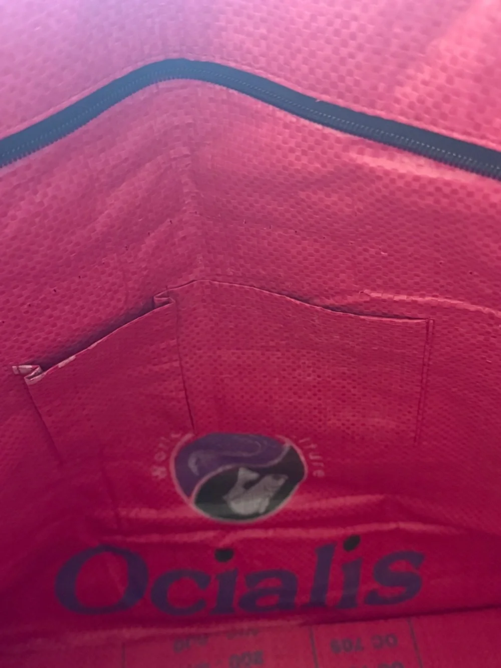Red Graphic Reusable Tote Bag with Front Flap Pocket - Picture 4 of 8